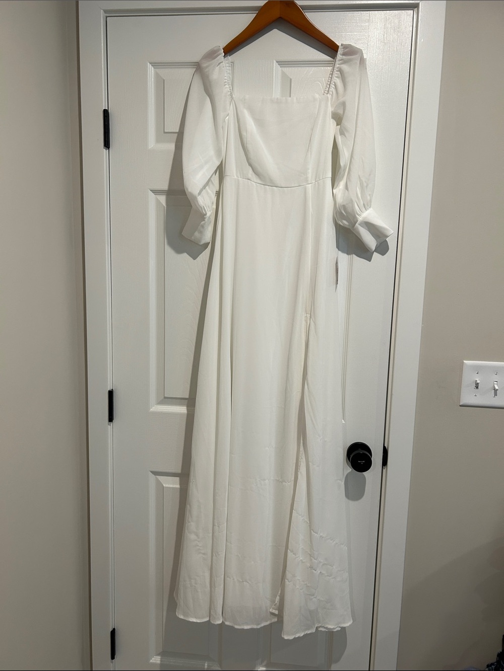 Lulu's White Square Neck Puff Sleeve Maxi Dress